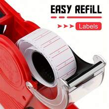 1 pieza Etiquetadora de precios MX-5500 de 8 dígitos con 5000 etiquetas adhesivas y 1 cartucho de tinta, kit de etiquetadora digital para oficina, tienda minorista, supermercado, organización de etiquetas (Rojo)