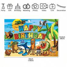 1pc-Italian Brainrot Birthday Party Decorations Set With Happy Birthday Banner, Balloons, Cupcake Toppers, Cartoon Animal Theme (Backdrop Banner)