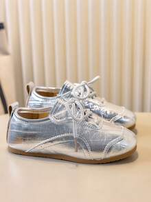 1 Pair 2025 New Multi-Color Children's Casual Shoes, Lace-Up Design, Suede-Like Texture, Boys/Girls Fashion Soft Bottom Sneakers