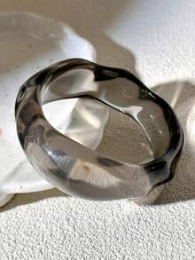 1pc Minimalist High-End Black Resin Bracelet, Asymmetric Round Design, Elegant For Party And Daily Wear