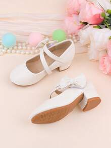 Sapatos de daminha de honra para casamento, festa, feriado, adequados para bebês, meninas pequenas e grandes, sapatilhas brancas clássicas, confortáveis e versáteis com laço, vestido formal, recital, balé, sapatos de princesa - Branco - Ver 7