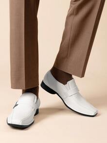 Men's Lined Dress Loafers Formal Shoes Men Dress Loafer Shoe Slip On Moccasins Daily Comfort Leather - 白色 - 查看 6