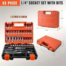 53pieces Of Multi-Functional Repair Tools Are Suitable For Outdoor Emergency Repair Toolboxes, As Well As For The Maintenance Of Cars, Bicycles And Motorcycles. It Is A Professional-Level Manual Tool Set, Suitable For Automotive Repair And DIY Use - Orange Box - View 7
