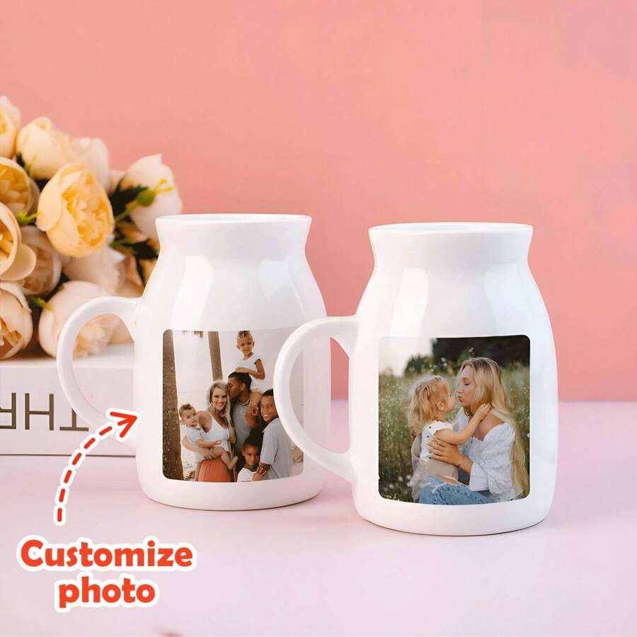 Jarrón personalizado con foto, jarrón mini personalizado para mamá y abuela, regalos de cumpleaños, jarrón de cerámica con fotos familiares, regalos del Día de la Madre - Multicolor - Ver 1