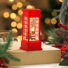 LED Illuminated Christmas Telephone Booth Ornament, Resin Indoor Snowman Christmas Tree Decor, Christmas Party Decoration, Xmas Lighting Up Toys And Gifts,Christmas - Multicolor - View 24