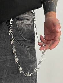 1 件时尚休闲简约仿珍珠串珠裤链，男士魅力珠宝，适合裤子装饰夏季、学校秋冬配饰万圣节服装，适合青少年、青年、男士、休闲、户外、运动、度假、毕业礼物、生日、日常穿着 - 仿珍珠褲鏈 - 查看 15