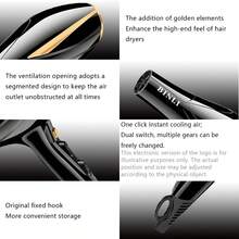 1pc Nylon Hairdryer With Comb & Diffuser Attachments, High Power One-Key Hot/Cold Air Dual Switch Hair Dryer, High Airflow With Gold Rear Cover, Random Hurricane Nozzle Style