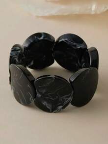 1 pieza Pulsera de mujer con cuentas y estampado de teñido anudado colorido, accesorio de uso diario, adecuado para primavera/verano