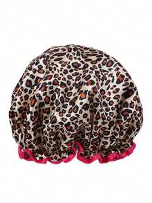 1 pieza Gorro de ducha de doble capa a la moda y resistente al agua, sombrero de baño estampado adecuado para el uso diario de las mujeres