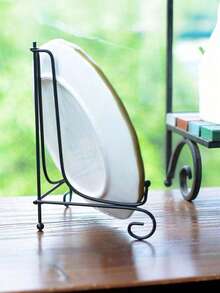 1pc Foldable Iron Art Easel, Photo Frame Stand, Triangular Display Holder, Jewelry Tray Rack, Black & Gold - Multicolor - View 9