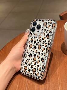 1pc Fashionable Creative Full-Screen Skull & Leopard Print Painted Transparent Airbag Shockproof Phone Case, Suitable For Samsung/ XS/XS Max/XR/11/12/13/14/14 Plus/15/15 Plus/16/16 Plus/7/8 Plus And Other Phone Models