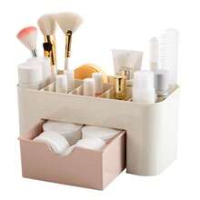 1pc Drawer Cosmetic Storage Box, Makeup Brush Finishing Box, Jewelry Skin Care Products Lipstick Facial Mask Compartment Storage Rack, Dressing Table Storage Box, Bedroom Bathroom Accessories, Makeup Organizer, Vanity Organizer, Home Storage Supplies