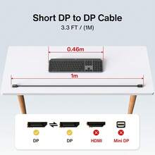 IVANKY - Cable DisplayPort certificado VESA 1.4, 8K DP cable 6.5 pies (8K@60Hz, 4K@144Hz, 2K@240Hz) HBR3 soporta 32.4Gbps, HDR, HDCP 2.2, FreeSync G-Sync - 1 metro - Ver 9