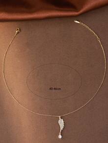 1pc Fashionable Luxury Tassel Waterdrop Wing Peacock Pendant Necklace, Exquisite Zirconia Inlaid, Versatile Women Sweater Chain