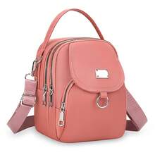 Christmas Decoration-Waterproof Women Crossbody Bag Nylon Messenger Bags Simple Purse For Work, Multi-Pocket Storage Shoulder Handbag.The Dimensions Of This Crossbody Bag Are 7.87in*1.96in*5.51in.It Is A Small, Versatile Backpack. - 粉色 - 查看 4