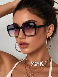 1 PC Women's Acrylic Casual Large Square Frame Fashion Eyewear For Y2K Accessories And Outdoor Activities - Nhiều màu - Xem 13