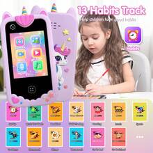 2,8 Zoll Kinder Telefon Spielzeug mit Einhorn Silikonhülle, stoßfestes Design, lustige Lernspiele & Musikplayer, kreatives Geschenk für Kinder, Weihnachten Halloween Geburtstag Geschenk für Kinder