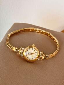 1pc Simple Elegant Small Women's Watches Luxury Brand Gold Small Cute Wrist Watches For Women Ladies Quartz Watches For Mother's Day,Elegant Little Gold Watch, Exquisite Quartz Watch For Women,Exquisitely Small And Super Elegant