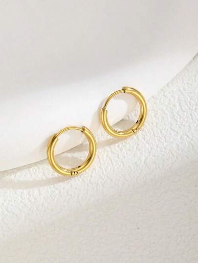 1pc Classic Circle Earrings, Minimalist Design For Teenage Girls, Everyday Wear