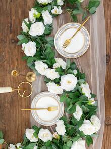 1/3pcs 78.74inch Artificial Rose Vine Fake Flower Garland, Artificial Silk Floral Hanging Floral Decoration Ivy For Wedding Arch Decoration, Table Centerpiece, Party Ceremony Backdrop Wall, Garden Outdoor Decoration, Home Decoration - Multicolor - View 4