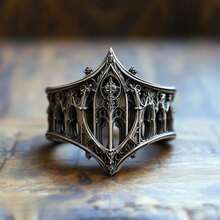 New Classical Gothic Vintage Ring, Fashion Creative Holiday Gift Castle Personality Ring - 主圖 - 查看 1