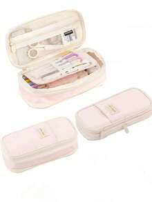 Cross-Border Exclusive Japanese And Korean Style Macaron-Colored Transformable Pencil Case With Large Capacity. Upgraded Stationery Box, Gift For And Students. Can Also Be Used As A Purse. Minimalist Storage Bag For Boys And Girls. Back To School,Pencil Pouch,School Bag - 海軍藍 - 查看 12