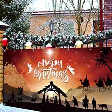 DChristmas Nativity Garage Door Banner Cover 7x16ft Extra Large Fabric Nativity Scene Christmas Backdrop Photo Booth Background For Xmas Holiday Winter New Year Eve Party Decorations Supplies10