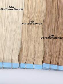 Jessie's Selection 20pcs/Pack 50g Tape In Hair Extensions Skin Weft Remy Silky Straight Seamless Invisible Tape Adhensive Human Hair Extensions For Volume Add Length Luxury Quality Affordable Cost Salon Quality, Perfect For Graduation, Anniversary, And Holiday Hairstyles, Holds Up Well (#24 Natural Blonde) - S24 - 查看 5