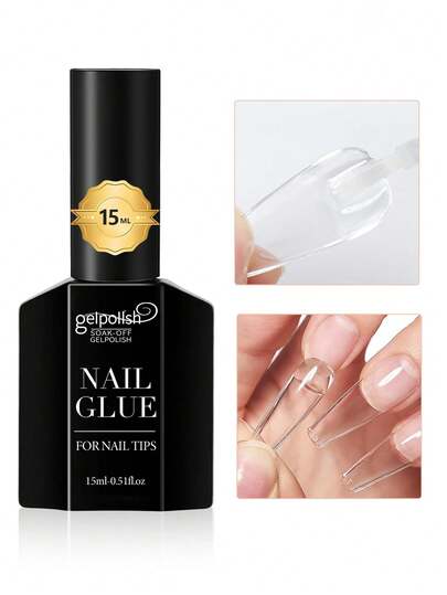 1/2/3pcs 15ml/0.51oz Nail Glue, Nail Adhesive Brush Suitable For Press-On Nails, Nail Tips And Fake Nails, Super Strong Nail Glue, Long-Lasting, Acrylic Nail Gel Glue, Requires UV/LED Lamp