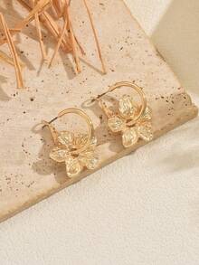 1 对时尚优雅油滴花吊坠耳环，休闲通勤派对珠宝礼物送给朋友 - 耳環 - 查看 12