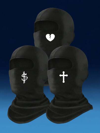 1/2/3pcs Unisex Printed Face Mask Neck Gaiter Balaclava Ski Mask, Suitable For Daily Use, Outdoor Travel, Hiking, Skiing, Cycling