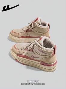 1 Paar WARRIOR Damen Schuhe mit dicker Sohle, Schnürung und weichem Boden, runde Zehenpartie, rutschfest, einfarbig, elegant, weiche Sohle, für Outdoor und Pendeln geeignet, passend für Studenten beim Abschlussfoto, flache Leder Sport Skateboard Schuhe