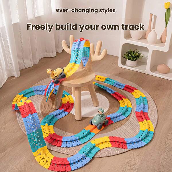 Toy Car Track Builder Game Set, Colorful Electric Light Racing Track Set, Child Hanging Track Game, Birthday And Holiday Gift, Ideal Choice For Kids, STEM Children's Toy
