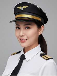 1 件男女通用飞行员/空乘人员帽子，宇航员太空部队帽，适合角色扮演，化装舞会配饰 - 彩色 - 查看 4