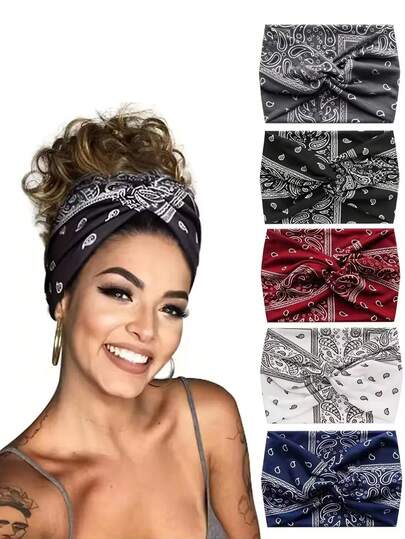 1pc Peanut Print Headband For Exercise, Running, Bohemian Styling, Facial Cleansing, Makeup Application, And Hair Tying; Cross-Style, Wide Border Design. Hair Accessories Winter Scarf Warm Hair Bands Women Bandanas