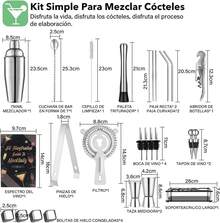 Juego de barman de 25 piezas, juego de mezcla de acero inoxidable de 750 ml, incluye soporte de acrílico y libro de recetas de mezcla, herramientas profesionales de barman - 1 - Ver 5