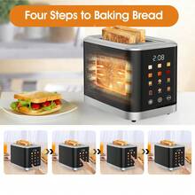 2 Slice Toaster, Touch Screen Toaster 1.5 In Wide Slot For Bread, English Muffins, Croissants, And Bagels, 5 Adjustable Toast Settings, Cancel And Defrost, 6 Bread Types & Shade Settings - US A Type Plug(110-127V) - View 7