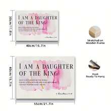 1pc Framed Canvas Print "I Am A Daughter Of The King" Watercolor Wall Art With Inspirational Bible Verse (1 Corinthians 12:31) - Ready To Hang Wood Frame, Pink & Golden Accents, Horizontal Christian Home Decor For Bedroom, Living Room, Office, Inspirational Wall Decor, Classic Artwork, Handcrafted Feel, Motivational Quote, Spiritual Encouragement - Nhiều màu - Xem 7