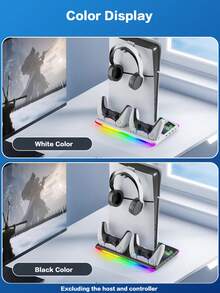 IPlay P-5/Slim/Pro Disc And Digital Game Console Stand, P-5 Multifunctional Charging And Cooling Base With RGB Backlight, 3-Speed Cooling Fan, 3 USB Ports And 1 Headphone Holder - (White/Black) - Multicolor - View 1