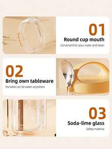 1pc Overnight Oats Container (With Spoon And Lid), 1pc Yogurt Bottle, Airtight Glass Food Storage Jars, Breakfast Yogurt Cup, Cereal Container, Cup, Glass Containers, Storage Jars, Dust-Proof And Leak-Proof, Lid With Handle - Multicolor - View 9