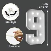 3 piedi/4 piedi Numeri luminosi a insegna - Luci bianche fredde/calde che si illuminano, decorazione per feste, grandi numeri luminosi a insegna che possono essere utilizzati per decorazioni di matrimoni, feste di compleanno - Bianco - Visualizzare 25