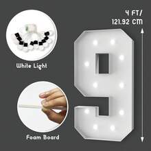 3 piedi/4 piedi Numeri luminosi a insegna - Luci bianche fredde/calde che si illuminano, decorazione per feste, grandi numeri luminosi a insegna che possono essere utilizzati per decorazioni di matrimoni, feste di compleanno - Bianco - Visualizzare 19