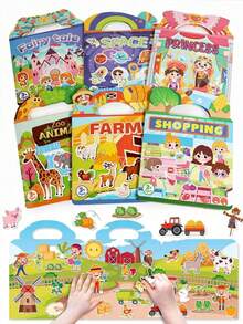 Buku Stiker DIY yang Dapat Digunakan Kembali untuk Anak-Anak - Stiker Gelembung Multi-Adegan dan Multi-Tema, Stiker Jeli Kreatif, Buku Stiker Portabel untuk Aktivitas Tenang dan Menyenangkan, Buku Stiker Interaktif yang Dapat Dilepas, Mainan Edukasi Dini untuk Anak-Anak, Aktivitas Perjalanan, Cocok untuk Seni dan Kerajinan, Hadiah Ulang Tahun dan Liburan yang Ideal untuk Anak Laki-Laki dan Perempuan - MultiWarna - View 2