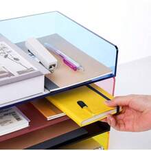 Estante para Archivos File Rack Desktop Organizer File Holder Simple Trending Stackable Office Desk Supplies Sorprender File Sorter School Home Supplies para organizacin y Almacenamiento - inicial - Ver 5