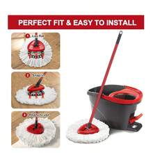 [3 Pack]Spin Mop Replace Head, EasyWrin Spin Mop Head Refill, Universal Microfiber Replacement Mop Heads, Machine Washable, Deep Cleaning And Easy-To-Replace (White) - trắng - Xem 4