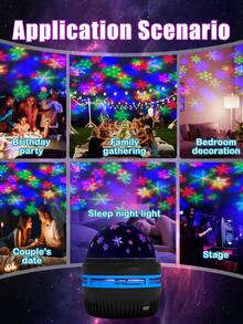 1 Stück Kinder Schlafzimmer Projektionslampe, Winter Schneeflocken Projektionslampe, Märchen 7-Farben LED Licht, Schneeflocken und Sternenhimmel Mond schaffen gemütliche Atmosphäre Kinder Schlaflampe, romantische Sternenhimmel Projektionslampe, 7-Farben Lichteffekt Dekoration Schlafzimmer und Zuhause, Weihnachtsdekoration Atmosphäre, Universum Sterne Mond Projektion/Schlafzimmer Nachtlicht Projektor