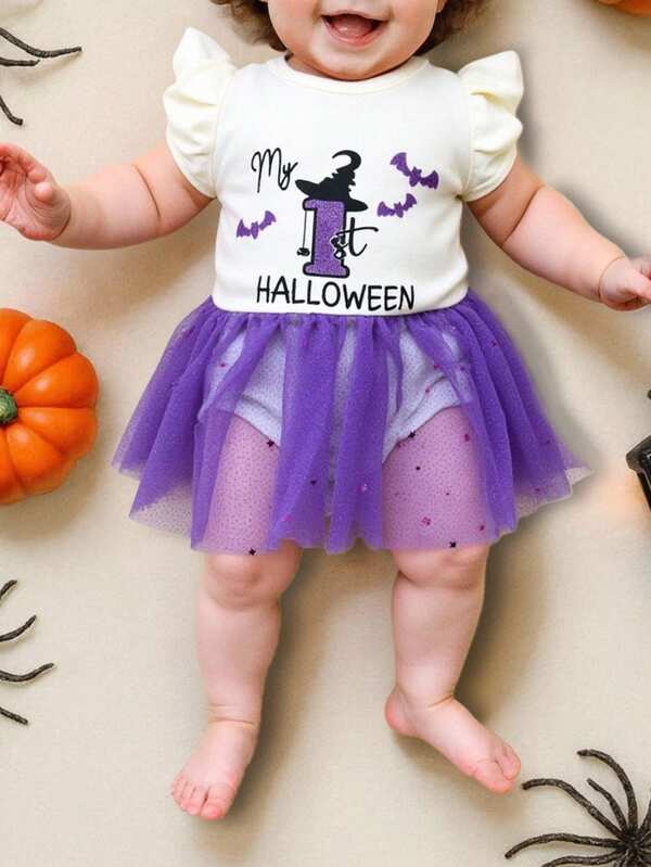 Baby Kisses Pañalero de manga corta con impresión estampado muy divertido, tipo disfraz Halloween, para Bebé