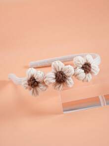 1 件女孩秋冬时尚针织花朵头带，棕色毛绒头带发饰适合日常使用 - 發箍 - 查看 4