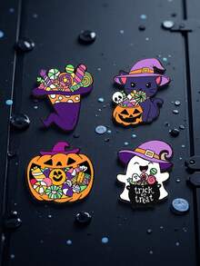 1 Stück Must-Buy Bestseller für das Heilige Fest! 5 süße Halloween Legierung Broschen Abzeichen, Trick-or-Treat Elemente, Halloween Party Explosion, Alltagskleidung, Rucksack Dekorationszubehör, Nischen Design + Süßigkeiten Kürbis Schwarze Katze Geist Elemente, ideale Geschenke für Halloween Partys.