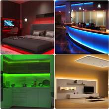 Tira de luz LED de 3 pies a 100 pies para decoración del hogar, equipada con control remoto de 44 teclas y control por aplicación, con temporizador y atenuación de color RGB sincronizada con música, adecuada para decoración de dormitorio, vacaciones, decoración de habitación, decoraciones de pared - luz policromática - Ver 11